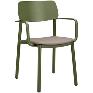 Vega, VEGA Terrassenstuhl Punta mit Armlehne; 56x52.5x81 cm (BxTxH); Sitz taupe, Gestell oliv; 4 Stück / Pack