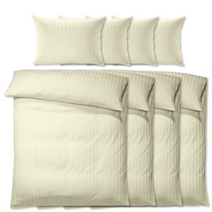 PULSIVA, PULSIVA Sparpack Bettgarnitur Satina 20 mm; 160x210 cm (BxL), 65x100 cm (LxB); champagner; 4 Set / Pack