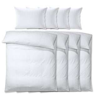 PULSIVA, PULSIVA Sparpack Bettgarnitur Satina 20 mm; 140x200 cm (BxL), 70x90 cm (LxB); weiss; 4 Set / Pack