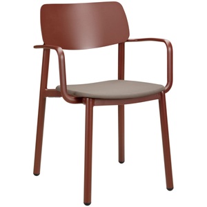 Vega, VEGA Terrassenstuhl Punta mit Armlehne; 56x52.5x81 cm (BxTxH); Sitz taupe, Gestell dunkelrot; 4 Stück / Pack