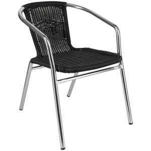 PULSIVA, PULSIVA Outdoor-Bistrostuhl Card; 53x57x73 cm (BxTxH); Sitz schwarz, Gestell silber; 4 Stück / Pack