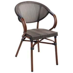 Vega, VEGA Outdoor Bistrostuhl Rimalia mit Armlehne; 58x56.5x82 cm (BxTxH); Sitz anthrazit, Gestell braun; 2 Stück / Pack