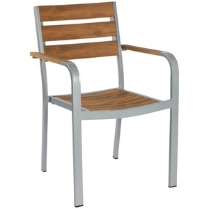 PULSIVA, PULSIVA Outdoor-Stapelstuhl Resistance mit Armlehnen; 54.5x58x85 cm (BxTxH); Sitz braun, Gestell grau; 2 Stück / Pack
