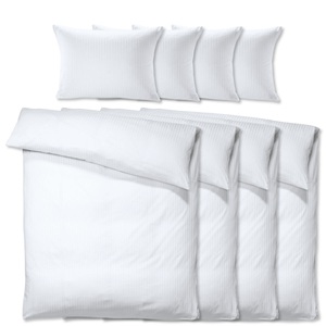 PULSIVA, PULSIVA Sparpack Bettgarnitur Satina 10 mm; 140x200 cm (BxL), 70x90 cm (LxB); weiss; 4 Set / Pack