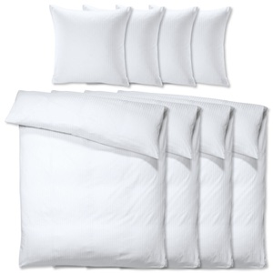 PULSIVA, PULSIVA Sparpack Bettgarnitur Satina 10 mm; 155x220 cm (BxL), 80x80 cm (LxB); weiss; 4 Set / Pack