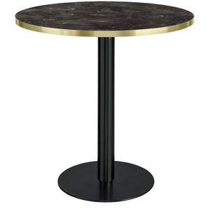 Vega, VEGA Esstisch Marvani Tischgestell Stahl; 75x80 cm (HxØ); Platte gold/schwarz/marmoriert, Gestell schwarz; rund