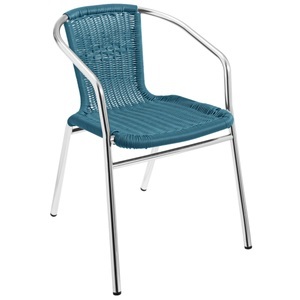 PULSIVA, PULSIVA Outdoor-Bistrostuhl Card; 53x57x73 cm (BxTxH); Sitz blau, Gestell silber; 4 Stück / Pack