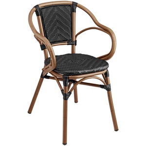 Vega, VEGA Outdoor Stapelstuhl Tolia mit Armlehnen; 58x58x81.5 cm (BxTxH); Sitz schwarz, Gestell hellbraun; 2 Stück / Pack