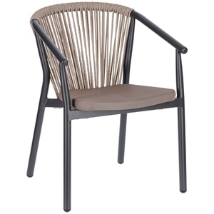 Vega, VEGA Outdoor Stapelstuhl Calvo II; 58x60x79 cm (BxTxH); Sitz taupe, Gestell anthrazit; 2 Stück / Pack
