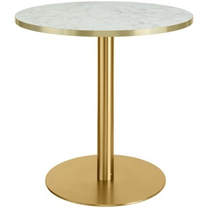 Vega, VEGA Esstisch Marvani Tischgestell Edelstahl; 75x80 cm (HxØ); Platte gold/weiss/marmoriert, Gestell gold; rund