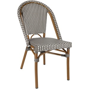 Vega, VEGA Outdoor Bistrostuhl Astoria; 46x53x87.5 cm (BxTxH); Sitz grau/weiss, Gestell braun; 2 Stück / Pack