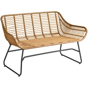 Vega, VEGA Outdoor Sofa Tomeo 2-Sitzer, Bambus-Look; 134x73x82 cm (BxTxH); Sitz hellbraun, Gestell schwarz