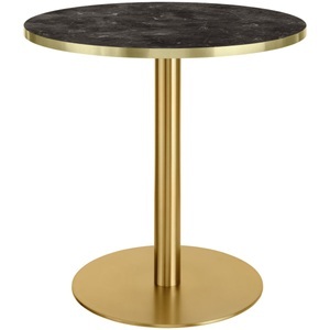 Vega, VEGA Esstisch Marvani Tischgestell Edelstahl; 75x80 cm (HxØ); Platte gold/schwarz/marmoriert, Gestell gold; rund