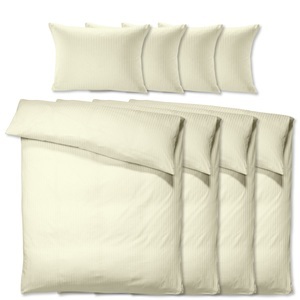 PULSIVA, PULSIVA Sparpack Bettgarnitur Satina 10 mm; 160x210 cm (BxL), 65x100 cm (LxB); champagner; 4 Set / Pack