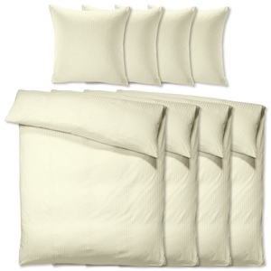 PULSIVA, PULSIVA Sparpack Bettgarnitur Satina 10 mm; 135x200 cm (BxL), 80x80 cm (LxB); champagner; 4 Set / Pack