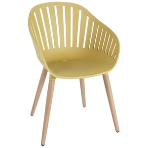 Vega, VEGA Outdoor Schalenstuhl Gimani; 53x55.5x79.5 cm (BxTxH); Sitz senf, Gestell braun; 4 Stück / Pack
