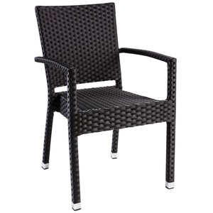 PULSIVA, PULSIVA Outdoor-Geflechtstuhl Smart mit Armlehne; 57x59x86 cm (BxTxH); schwarz; 4 Stück / Pack