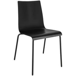 PULSIVA, PULSIVA Holzschalenstuhl Uni; 48x52x82 cm (BxTxH); Sitz schwarz, Gestell schwarz; 4 Stück / Pack