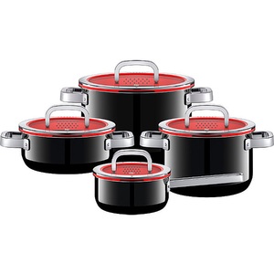 undefined, WMF Topfset Fusiontec Functional 8-teilig, WMF Kochtopfset fusiontec 4-teilig , 05 1740 5290 , Schwarz , Glas , 20 cm,24 cm,16 cm , 3,7 l,6,4 l,2,4 l,1,3 l , Griffe werden nicht heiss, geschmacksneutral, säurefest , 003731210401
