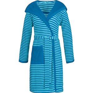 undefined, ESPRIT Leichtfrottier Damen-Bademantel Striped Hoody mit Kapuze, Bademantel Striped Hoody XS Cyan Baumwolle XS