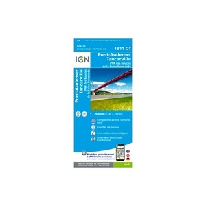 IGN Karte, Carte de randonnée (et plein air) Pont-Audemer PNR des Bouclès de la Seine Normande