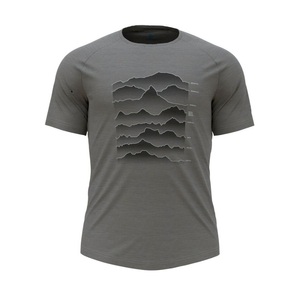 Odlo, Odlo Herren Ascent PW 130 Swiss Peaks T-Shirt, Odlo Performance Wool Light Sunrise - T-Shirt - Herren Grey Melange / Sharp Green S