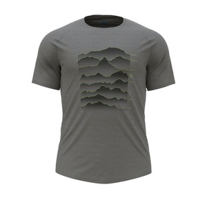 Odlo, Odlo Herren Ascent PW 130 Swiss Peaks T-Shirt, Odlo Performance Wool Light Sunrise - T-Shirt - Herren Grey Melange / Sharp Green S