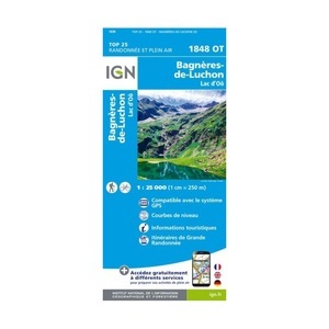 IGN Karte, Carte de randonnée (et plein air) Bagnères-de-Luchon - Lac d'Oô