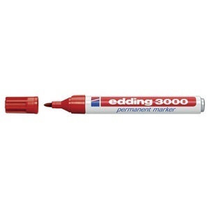 undefined, EDDING Permanent Marker 3000 1.5-3mm 3000-2 rot, wasserfest, Edding 3000, Permanent Marker, 1.5-3mm, rot, 3000-2