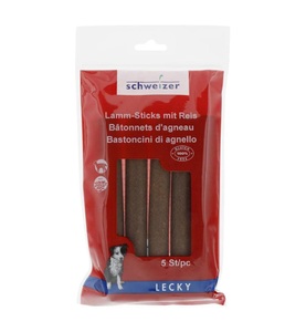 Lecky, Lecky Lamm-Sticks weizenfrei 5 Stück Hundesnack, LECKY Lamm-Sticks mit Reis - Natur -