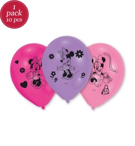 SOMBO, Sombo - 10 Ballone Minnie Mouse Ass. Happy Birthday, NEUTRAL Ballons Minnie Mouse 10 Stk. 999371 pink, violett 25.4cm