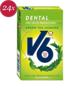 V6, V6 Dental Care Kaugummi Green Tea Jasmine (24 Stück), V6 Dental Care Grüner Tee / Jasmin Box (24 Stk)