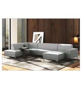 Florenzzi, Florenzzi - Panorama-Sofa mit Rechtsseitiger Recamiere Allegra - Grau und Silber, 