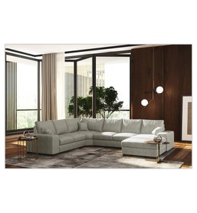 Florenzzi, Florenzzi - Panorama-Sofa mit Rechtsseitiger Recamiere Salieri - Taupe und Dunkelbraun, 