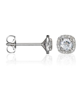 Le Diamantaire, Ohrstecker Carré Topazien - Weissgold 09 g - Diamanten 011 Karat - Topas - Länge: 06 cm, 