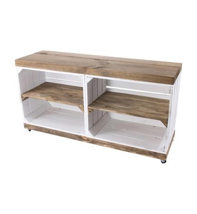 HOLZ ZOLLHAUS, Holz Zollhaus - Regal auf Rollen Vintage, Weiss / Braun, 100 x 50 cm, Holz Zollhaus Mehrzweckregal »auf Rollen Vintage, Weiss / Braun, 100 x 50 cm«