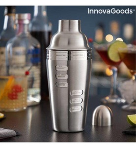 InnovaGoods, InnovaGoods - Cocktail-Shaker mit integrierten Cocktail-Rezepten Maxer, Cocktailshaker-Set mit Rezeptauswahl, 9 x 24 x 9 cm
