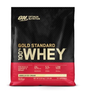 Optimum Nutrition, Optimum Nutrition - 100% Whey Gold Standard Vanilla Ice 10lb - 4500 g, Optimum Nutrition 100% Whey Gold Standard Vanilla Ice Cream
