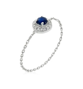 Le Diamantaire, Ring Roi Saphir - Weissgold 015 g - Diamanten 005 Karat - Saphir 02 Karat - Ringbreite: 01 cm, 