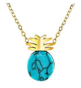 undefined, MENTHE A L'Ô - Halskette Pineapple - Gold & Türkis, 