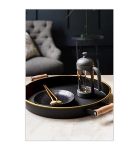 undefined, Home - Tablett - Gold, Schwarz, 
