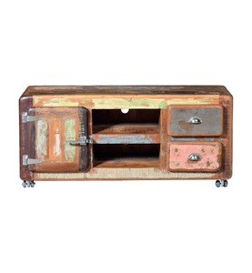 Giner y colomer, Giner Y Colomer - TV-Möbel Fridge, TV-Lowboard Fridge Holz recycelt multicolor 135x40