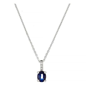 Le Diamantaire, Anhänger Songe bleu nuit - Weissgold 03 g Diamanten 001 Karat - Saphir - L: 1 cm, 