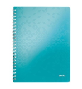 Leitz, LEITZ Spiralbuch WOW PP A4 46380051 eisblau 80 Blatt, Leitz Spiralbuch WOW, PP, A4, eisblau metallic, 4638-00-51, (80 Blatt)