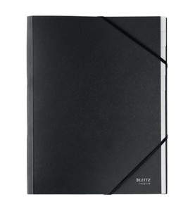 Leitz, Leitz® Sammelmappe Recycle, A4, 12 Fächer mit Blanko-Taben, Inhaltsverzeichnis, Gummibandverschluss, CO2-neutral, 100 % recycelbar, Karton, schwarz, LEITZ Ordnungsmappe Recycle A4 3915-00-95 schwarz, Karton 12 Fächer