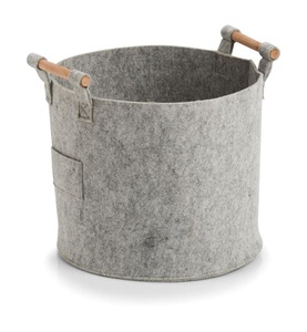 Zeller, Zeller - Aufbewahrungskorb, Filz/Holz, grau, Zeller Present Aufbewahrungskorb »Aufbewahrungskorb, Filz/Holz, grau«, (1 St.), mit Holzelementen