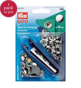 Prym, PRYM Druckknopf silber, Prym Druckknöpfe Camping, silber 15 mm, Karte 10 Stück