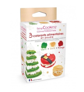 Scrap Cooking, 8x Farbpulver Set X-Mas, 3x5g, grün, gold, rot, 3-tlg. Set Farbpulver Weihnachten grün, gold, rot 3x5g