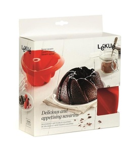 LEKUE, 6x Backform Spiral Gugelhopf rot, 20 cm, Geschenkbox, 