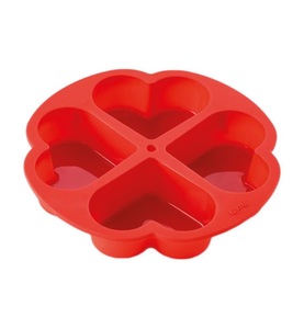LEKUE, Lekue - Kuchenform - Rot, Backform für 4 Herzen D25.6cm Silikon rot